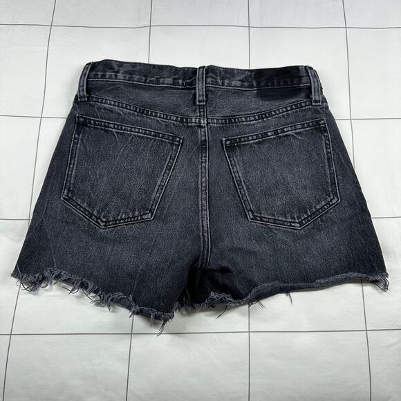 Abercrombie & Fitch Shorts Womens 25 Black Gray Mid Rise Boyfriend Denim Cut Off - Picture 2 of 10